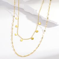 Wholesale Simple Style Solid Color Stainless Steel Plating 18k Gold Plated Double Layer Necklaces main image 3