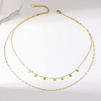 Großhandel Einfacher Stil Einfarbig Rostfreier Stahl Überzug 18 Karat Vergoldet Doppellagige Halsketten main image 6