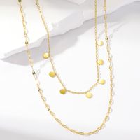Wholesale Simple Style Solid Color Stainless Steel Plating 18k Gold Plated Double Layer Necklaces sku image 1