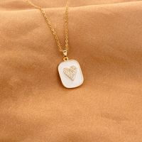 Stainless Steel 18K Gold Plated Elegant Streetwear Enamel Plating Inlay Geometric Heart Shape Rhinestones Pendant Necklace main image 4