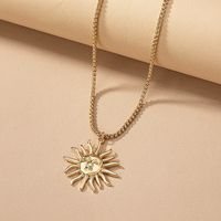 Elegant Sun 14k Gold Plated Alloy Ferroalloy Wholesale Pendant Necklace sku image 1