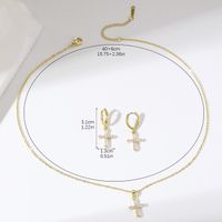 Simple Style Classic Style Cross Stainless Steel Copper Plating Inlay Zircon Gold Plated Jewelry Set main image 3
