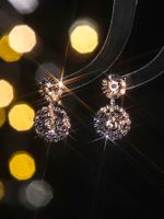 1 Pair Glam Shiny Snowflake Plating Inlay Alloy Rhinestones Drop Earrings main image 6