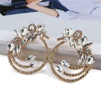 1 Pair Elegant Exaggerated Color Block Hollow Out Inlay Zinc Alloy Rhinestones Ear Studs main image 3
