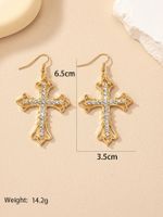 1 Pair Simple Style Cross Inlay Alloy Rhinestones Drop Earrings main image 6