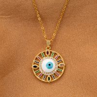 Wholesale Elegant Streetwear Geometric Eye Stainless Steel Plating Inlay 18k Gold Plated Zircon Pendant Necklace main image 4