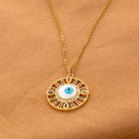 Wholesale Elegant Streetwear Geometric Eye Stainless Steel Plating Inlay 18k Gold Plated Zircon Pendant Necklace main image 3