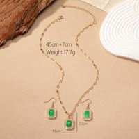 Vintage Style Rectangle Alloy Ferroalloy Plating Inlay Artificial Gemstones 14k Gold Plated Women's Earrings Necklace main image 4