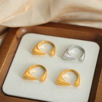 Casual Simple Style Solid Color Titanium Steel Plating 18k Gold Plated Open Rings main image 8