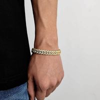 Hip-hop Geometric Copper Inlay Zircon Men's Bracelets main image 3