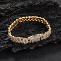 Hip-hop Geometric Copper Inlay Zircon Men's Bracelets sku image 1