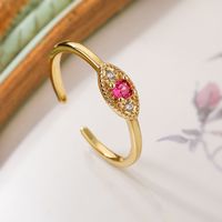 Retro Simple Style Commute Geometric Copper Plating Inlay Zircon 18k Gold Plated Open Rings sku image 2
