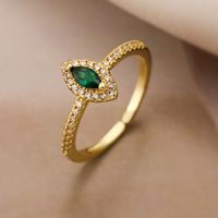 Retro Simple Style Commute Geometric Copper Plating Inlay Zircon 18k Gold Plated Open Rings sku image 3