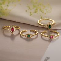 Retro Simple Style Commute Geometric Copper Plating Inlay Zircon 18k Gold Plated Open Rings main image 1