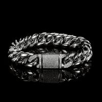 Hip Hop Roche Géométrique Acier Inoxydable Placage Incruster Zircon Hommes Bracelets main image 4