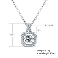 Sterling Silver Simple Style Shiny Square Gra Plating Inlay Moissanite Pendant Necklace sku image 1