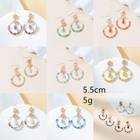 1 Pair Vacation Pastoral Simple Style Round Artificial Crystal Glass Gold Plated Drop Earrings main image 3