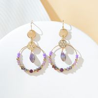 1 Paire Vacances Pastorale Style Simple Rond Cristal Artificiel Verre Plaqué Or Boucles D'oreilles main image 5