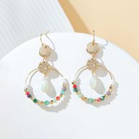 1 Pair Vacation Pastoral Simple Style Round Artificial Crystal Glass Gold Plated Drop Earrings main image 7