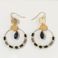 1 Pair Vacation Pastoral Simple Style Round Artificial Crystal Glass Gold Plated Drop Earrings sku image 6