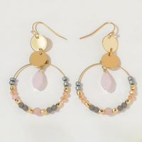 1 Pair Vacation Pastoral Simple Style Round Artificial Crystal Glass Gold Plated Drop Earrings main image 6