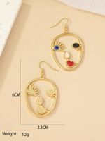 1 Pair Retro Human Face Plating Alloy Gold Plated Drop Earrings main image 7