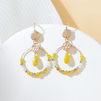 1 Pair Vacation Pastoral Simple Style Round Artificial Crystal Glass Gold Plated Drop Earrings main image 9