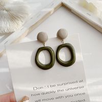 1 Pair Retro Streetwear Geometric Resin Drop Earrings main image 5