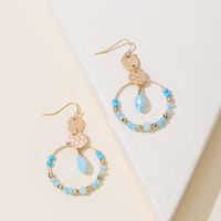 1 Pair Vacation Pastoral Simple Style Round Artificial Crystal Glass Gold Plated Drop Earrings sku image 2