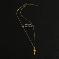 Glam Modern Style Shiny Cross Stainless Steel Copper Plating Inlay Zircon Gold Plated Pendant Necklace main image 3