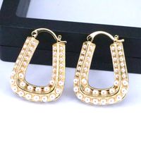1 Pair Elegant Luxurious Geometric Plating Copper Pearl 18k Gold Plated Earrings sku image 1