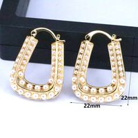 1 Paar Elegant Luxuriös Geometrisch Überzug Kupfer Perle 18 Karat Vergoldet Ohrringe main image 2