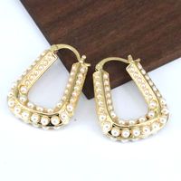 1 Paar Elegant Luxuriös Geometrisch Überzug Kupfer Perle 18 Karat Vergoldet Ohrringe main image 4