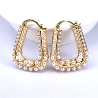 1 Paar Elegant Luxuriös Geometrisch Überzug Kupfer Perle 18 Karat Vergoldet Ohrringe main image 6