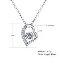 Sterling Silver Simple Style Shiny Heart Shape Gra Plating Inlay Moissanite Necklace sku image 1