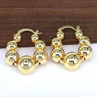 1 Pair Vintage Style Simple Style Round Plating Copper Gold Plated Earrings main image 2