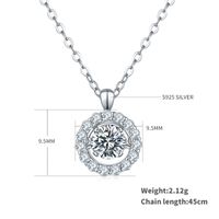 Sterling Silver Simple Style Shiny Round Gra Plating Inlay Moissanite Pendant Necklace sku image 1
