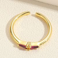 Simple Style Snake Copper Plating Inlay Zircon 14k Gold Plated White Gold Plated Open Rings sku image 1
