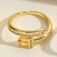 Simple Style Snake Copper Plating Inlay Zircon 14k Gold Plated White Gold Plated Open Rings sku image 6