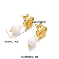 1 Pair Elegant Lady Geometric Plating Stainless Steel Freshwater Pearl 18k Gold Plated Drop Earrings sku image 1