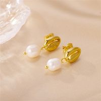 1 Pair Elegant Lady Geometric Plating Stainless Steel Freshwater Pearl 18k Gold Plated Drop Earrings main image 3