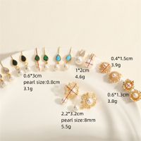 1 Pair Simple Style Commute Flower Plating Inlay Copper Pearl Zircon 14k Gold Plated Drop Earrings main image 2