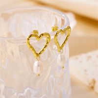 1 Pair Elegant Lady Heart Shape Plating Stainless Steel 18k Gold Plated Drop Earrings main image 3
