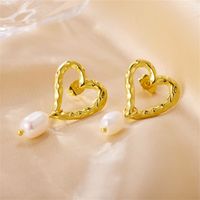 1 Pair Elegant Lady Heart Shape Plating Stainless Steel 18k Gold Plated Drop Earrings main image 2