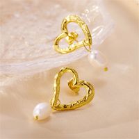 1 Pair Elegant Lady Heart Shape Plating Stainless Steel 18k Gold Plated Drop Earrings main image 5