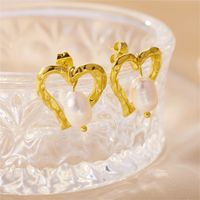 1 Pair Elegant Lady Heart Shape Plating Stainless Steel 18k Gold Plated Drop Earrings main image 4