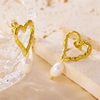 1 Pair Elegant Lady Heart Shape Plating Stainless Steel 18k Gold Plated Drop Earrings main image 1