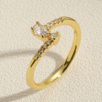 Simple Style Color Block Copper Plating Inlay Zircon 14k Gold Plated Rings sku image 1