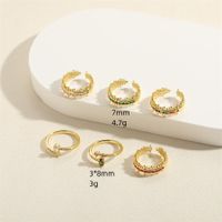 Simple Style Color Block Copper Plating Inlay Zircon 14k Gold Plated Rings main image 2