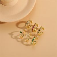 Simple Style Color Block Copper Plating Inlay Zircon 14k Gold Plated Rings main image 1